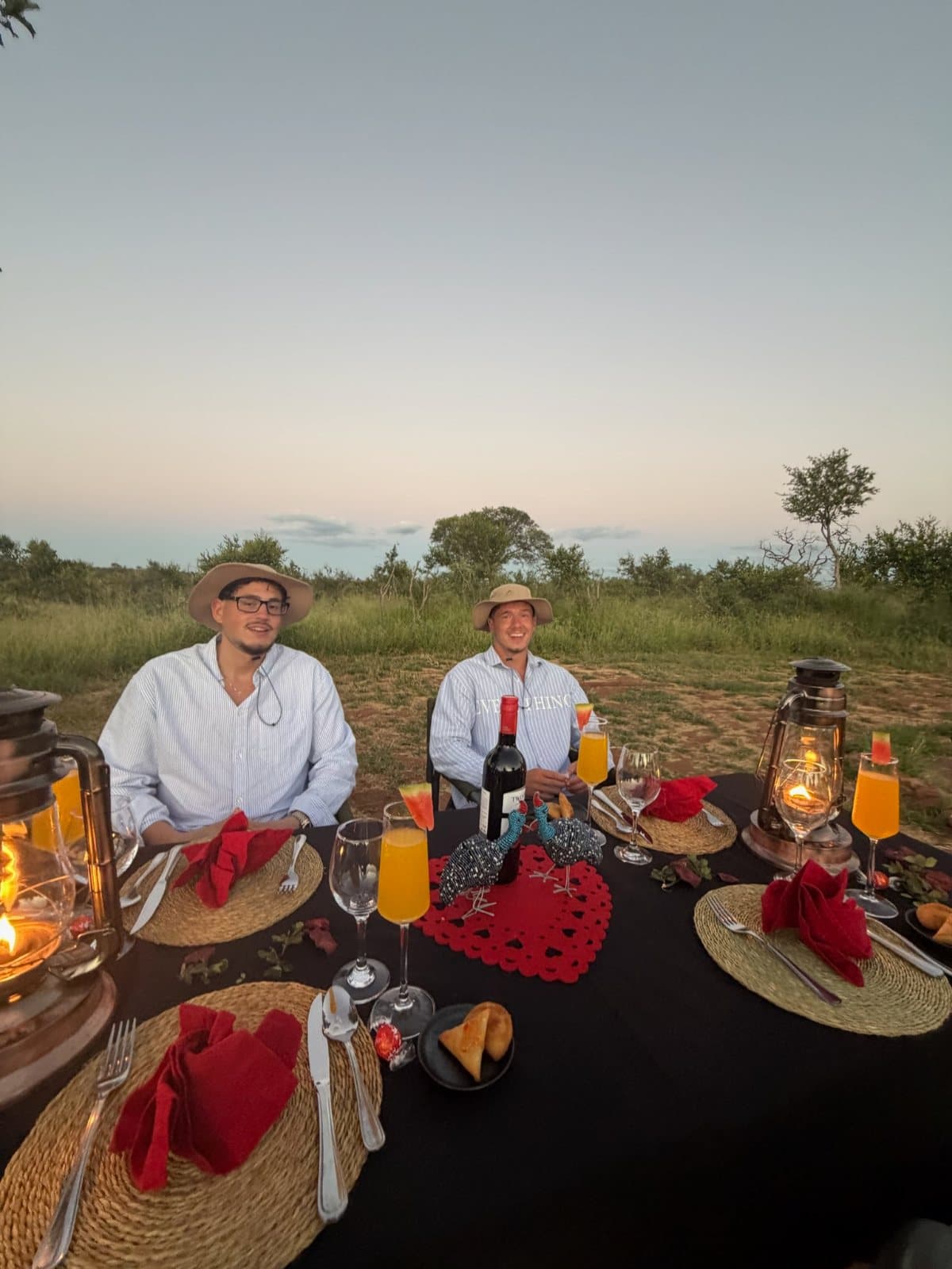 Dinner laid out in the bush